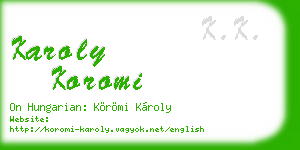 karoly koromi business card